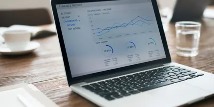 Laptop showing an analytics dashboard